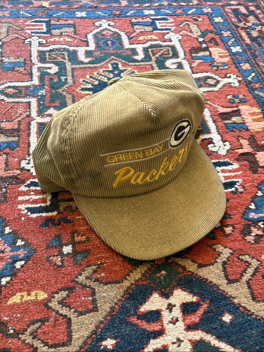 American Needle Green Bay Packers NFL football Olive Corduroy Cap hat Yellow